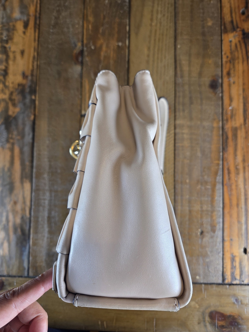 Michael Kors Women's Blush Ruffle Leather Satchel - Picture 5 of 15